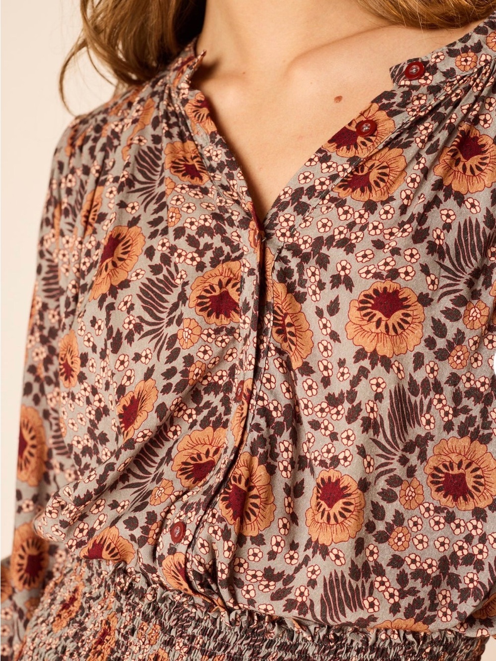 NATALIE MARTIN TOLAN SHIRT VINTAGE FLOWERS SLATE  NWT SIZE XL